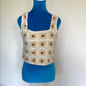 Crochet Floral Cream Women's Top